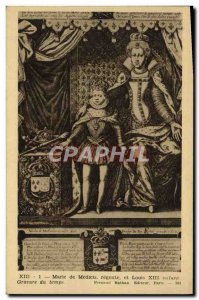 Old Postcard Marie de Medicis and Louis XII Regente child