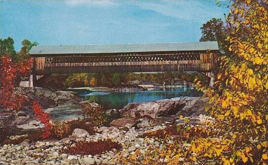 New Hampshire Woodstock Covered Bridge Across The Pemingewasset River At Wood...