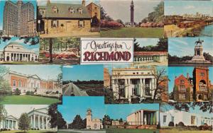 RICHMOND VIRGINIA 16 VIEWS~~MAYER PC COMPANY PUBL GREETINGS POSTCARD 1960s