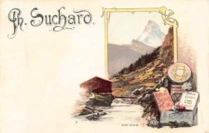 Advertising Chocolat Suchard Switzerland Matterhorn Mont Cervin postcard B977