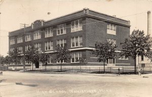 J10/ Manistique Michigan RPPC Postcard c1910 High School Biulding  80