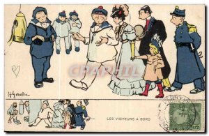 Sailor-Fantasy-Humor-Bateau The Visitors On Board -Carte Postale Ancienne Ill...
