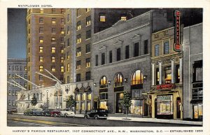 Washington DC 1940s Postcard Harvey's Famous Restaurant