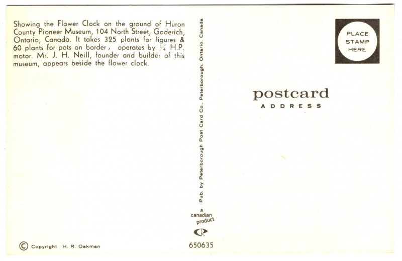 Flower Clock, Huron County Pioneer Museum, J H Neil