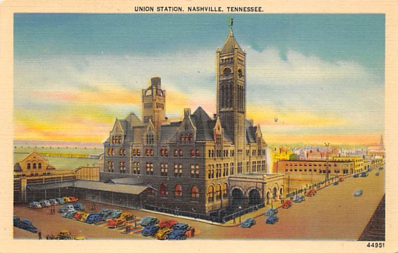 Tennessee Train Postcard Union Station Nashville, Tenn., USA Unused