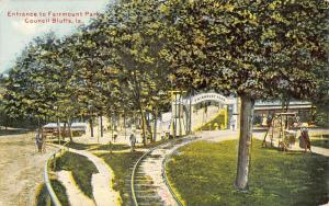 Council Bluffs Iowa Fairmount Park Entrance Antique Postcard K32385