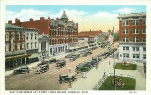 Norfolk Ohio East Main Street Court House Square autos Teich Postcard 22-297 