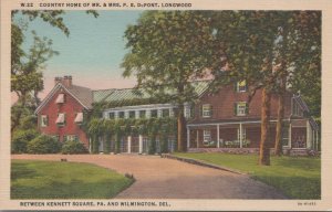 Postcard Country Home Mr Mrs PS DuPont Longwood Kennet Square PA + Wilmington DE