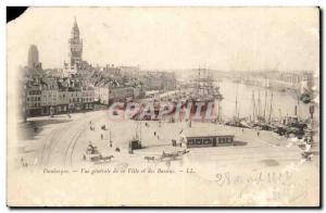Dunkirk Old Postcard General view of the city and basins
