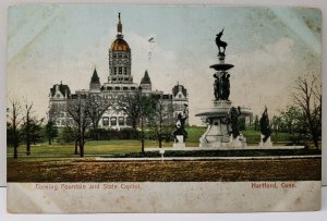 Hartford Connecticut 1906 Corning Fountain and State Capitol Postcard E16