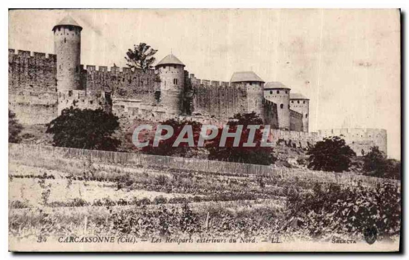 Postcard Old Carcassonne Cite the external Remparts north