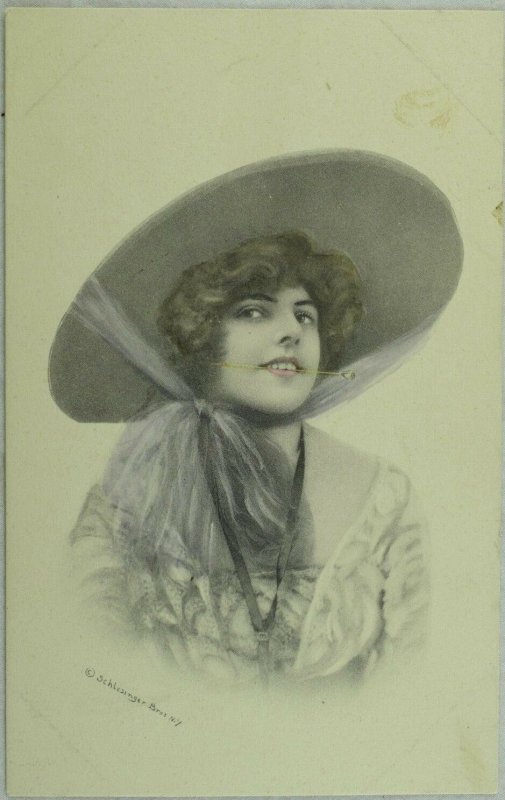 C. 1910 Lovely Lady Hand Tinted Vintage Postcard P45