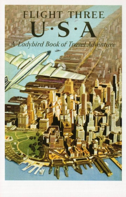 Flight Three USA America Plane Travel Ladybird Book Postcard