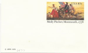 US Unused UX77. Molly Pitcher, Monmouth 1`778.  1978. nice.