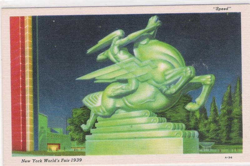 1939 NEW YORK WORLDS FAIR POSTCARD, SPEED