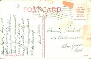 Vtg Tarjeta Postal 1908 M. Reider Pub - Cosecha Escena - Granja Equipo