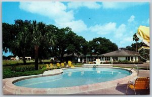 Vtg St Augustine Florida FL Courtesy Court Motel Pool View 1950s Old Postcard