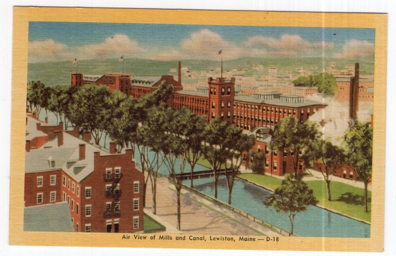 Lewiston, Maine, Air View of Mills and Canal