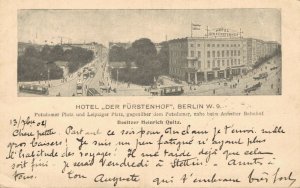 Germany Berlin Hotel der Fürstenhof Vintage Postcard 08.40