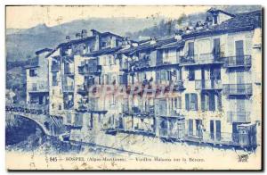 Postcard Old Sospel Old Houses on Bevera