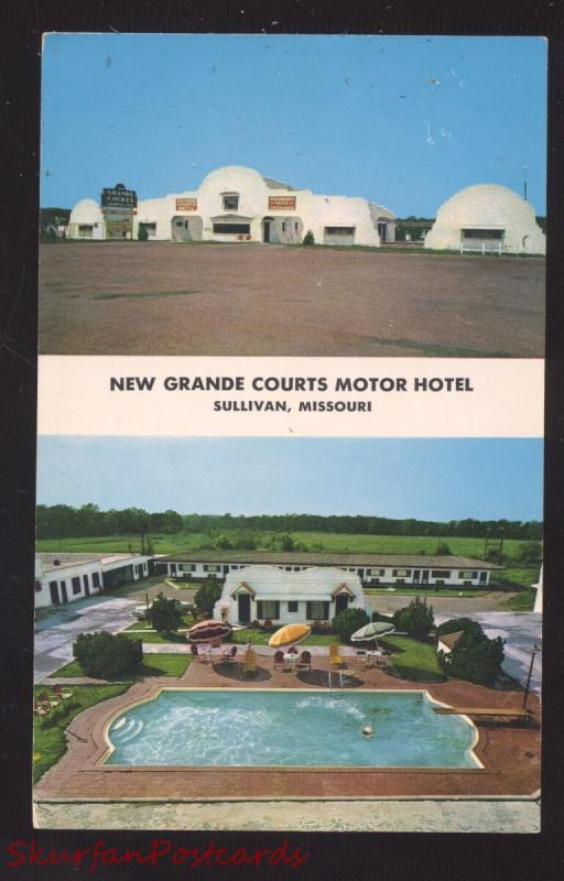 SULLIVAN MISSOURI NEW GRANDE MOTEL POSTCARD SWIMMING POOL ROUTE 66