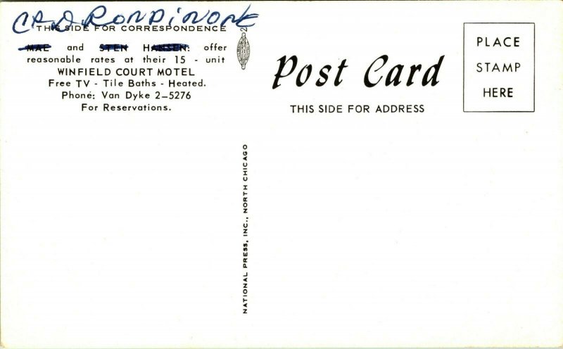 Winfield Court Motel US Route 20 West Winfield New York NY UNP Vtg Postcard