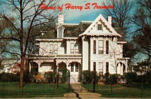 VINTAGE POSTCARD CONTINENTAL SIZE HOME OF HARRY S. TRUMAN INDEPENDENCE MISSOURI