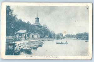 Chicago Illinois IL Postcard Boat House Humboldt Park Canoeing Boat 1908 Antique