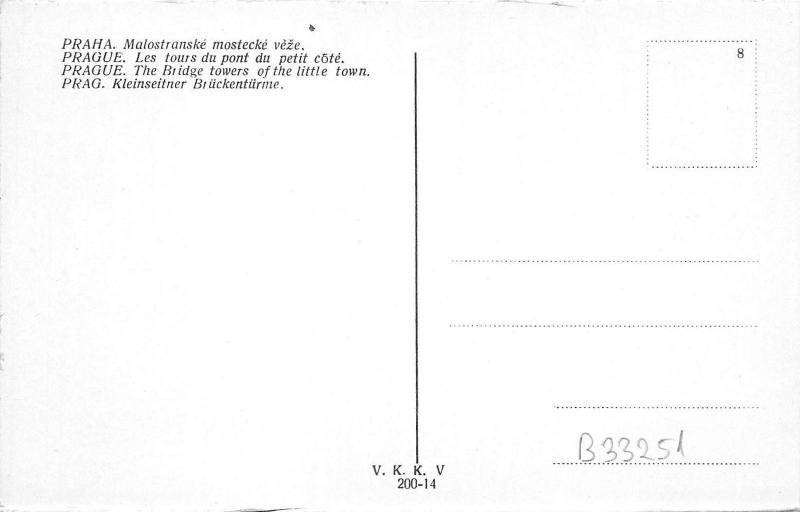 B33251 Praga The Bridge Towers of the little Town  prague czech republic