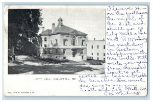 1905 City Hall, Hallowell, Maine ME Ipswich MA Posted Antique PMC Postcard