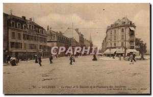 Old Postcard Belfort Place the Rocker and the Faubourg des Ancetres