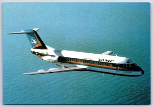 Airplane Postcard TAME Ecuador Airlines Fokker F-28-4000 Fellowship HC-BMD CT3