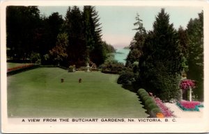 View Butchart Gardens NR Victoria BC Canada WB Postcard VTG UNP Unused 