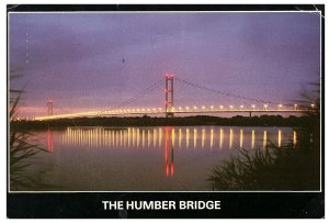 The Humber Suspension Bridge UK at Night Continental Chrome Postcard 1995