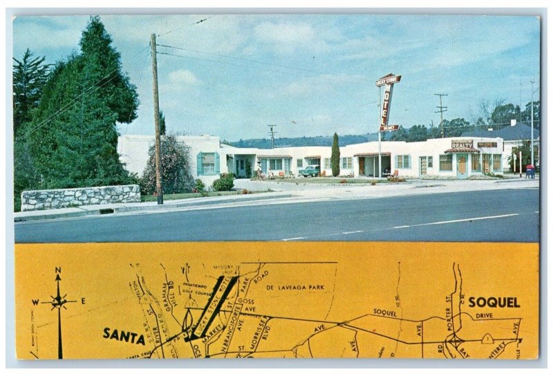 c1950 Lucky Stone Motel Roadside Signage Map Santa Cruz California CA Postcard