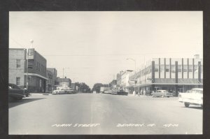 RPPC DENISON IOWA DOWNTOWN MAIN STREET SCENE OLD CARS REAL PHOTO POSTCARD