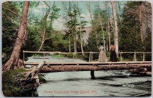 Owen Sound Ontario Women Bridge Rustic 1912 Elmwood ONT Cancel Postcard H65