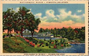 Buttonwood Manor, Lake Lefferts State Hwy 34 & 4 Matawan NJ Vintage Postcard Y11