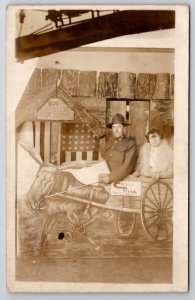 Camp Pike Little Rock AR RPPC Soldier And Lady Studio Prop Postcard T22