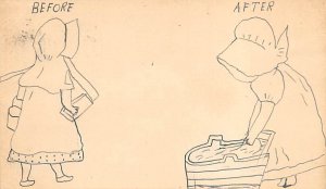 Before and after Hand Drawn Sun Bonnet 1909 