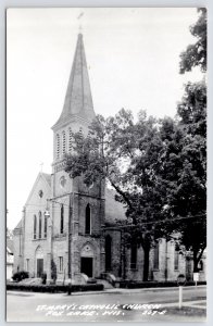 Fox Lake Wisconsin~Corner Belltower & Steeple~St Mary's Catholic Church RPPC