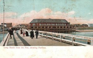 Vintage Postcard 1906 Long Beach From The Pier Showing Pavilion California CA