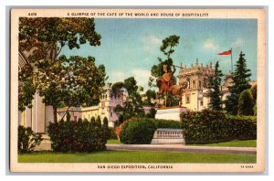 Postcard CA Cafe Of The World San Diego Exposition California House Hospitality
