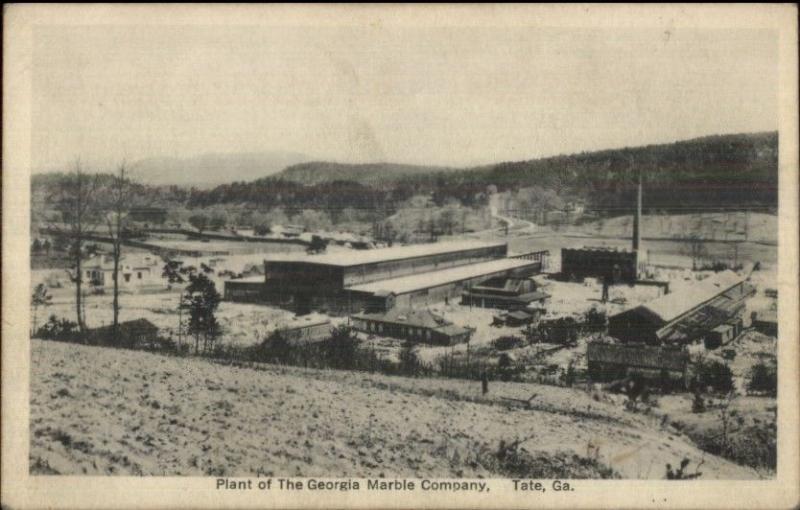 Tate Georgia GA Marble Co Plant c1910 Postcard - Hand Drawing on Back