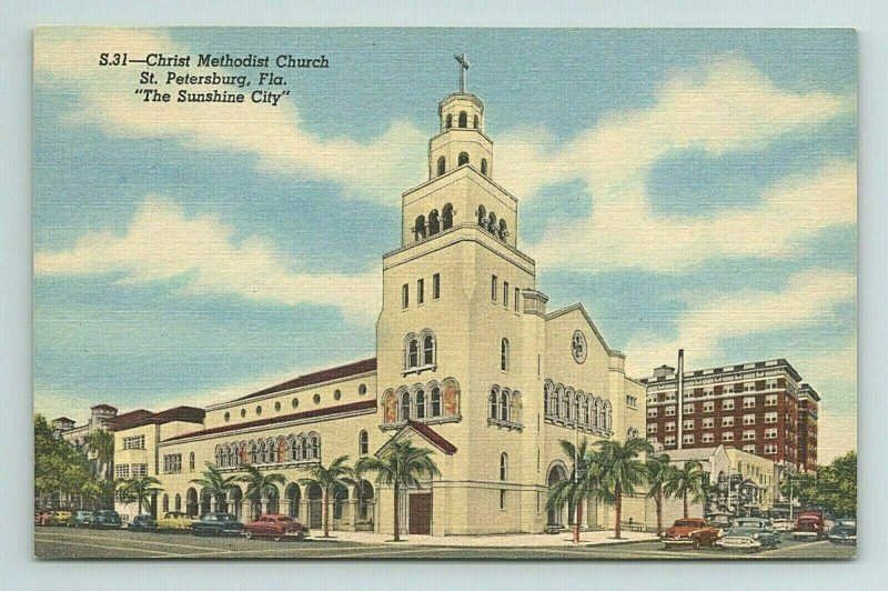 Christ Methodist Church St Petersburg Sunshine City Florida FL Postcard 