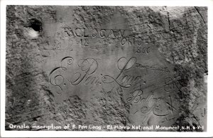 RPPC Ornate Inscription of E. Pen Long El Morro National Monument, New Mexico