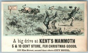 CHRISTMAS GOODS ANTIQUE ADVERTISING VICTORIAN TRADE CARD