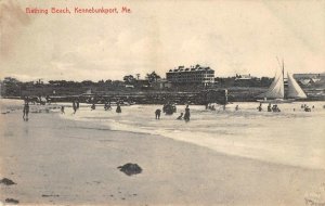 KENNEBUNKPORT, MAINE Bathing Beach Sailboat 1908 HW Rankin Rare Vintage Postcard