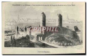 Old Postcard Fougeres The Chateau's reproduction of the engraving of the Bach...