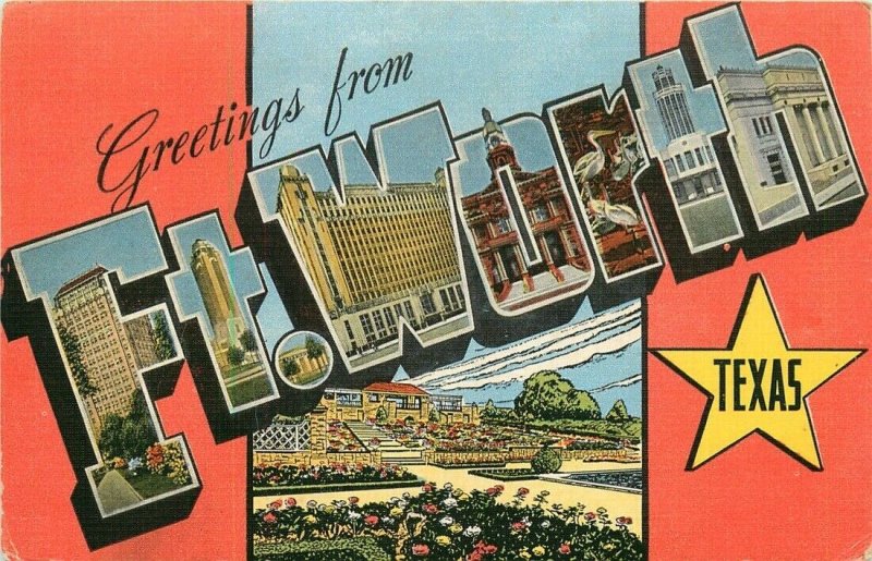 Fort Worth Texas Vintage Big Letter Postcard
